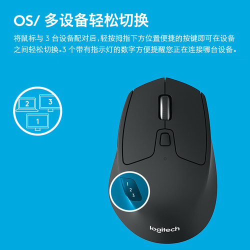 罗技M720无线蓝牙鼠标商用笔记本台式电脑办公家用多设备游戏滑鼠 - 图1