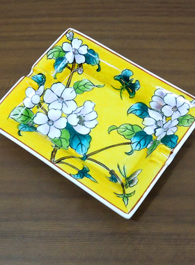 手绘陶瓷桌面烟灰缸陶瓷手工中式