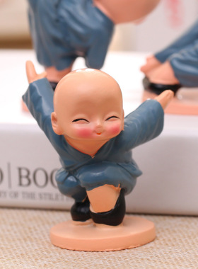 爆款热销四款小和尚少林功夫小子创意树脂公仔家居摆件可车载礼品