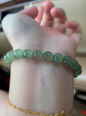 和田玉冰种晴水手链白冰散珠子散珠串珠玉石配珠湖水手链手串