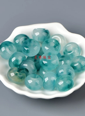 巴山翡翠蓝水大孔串珠散珠