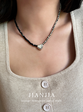 JIANJIA天然石爱心甜酷辣妹项链