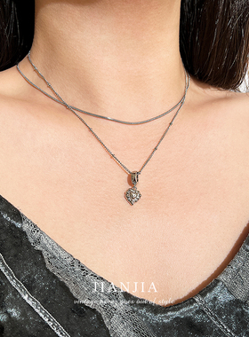 甜酷风冷淡风爱心金属感项链