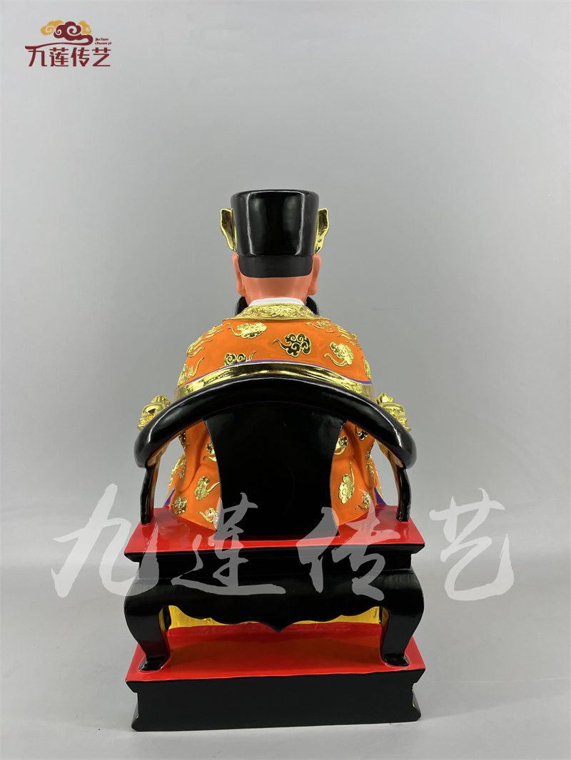 木雕人物神像城隍爷香樟木香樟木手工漆线雕九莲木雕供奉摆件定制 - 图0