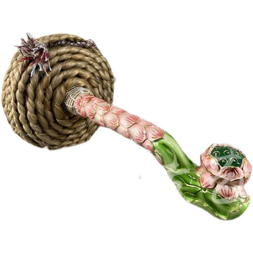 木雕莲花法鞭法绳莲花手炉宗教办事用品樟木手工雕刻九莲木雕 - 图3