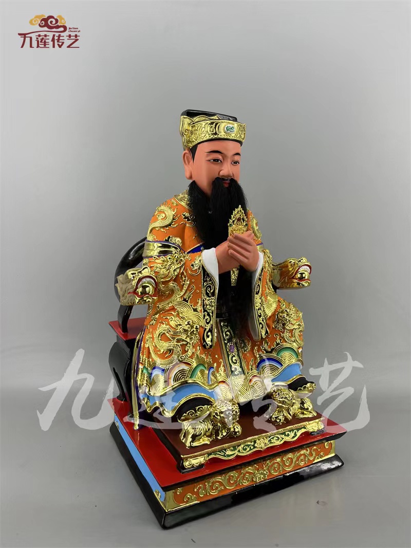 木雕人物神像城隍爷香樟木香樟木手工漆线雕九莲木雕供奉摆件定制 - 图1