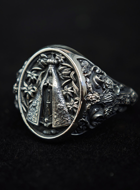 铁头的店 925银 复古做旧 “高浮雕女皇祈祷”戒指 情侣款指环