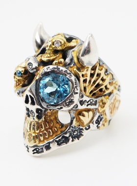 鎏金大骷髅戒指纯银特别高端定制