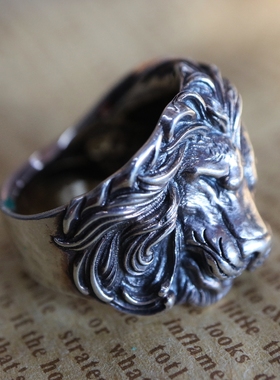 悲伤的狮子戒指铁头的店纯银雄狮