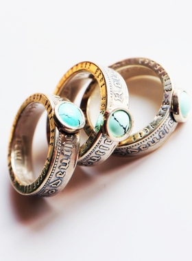 古董银币戒指纯银手工改造硬币