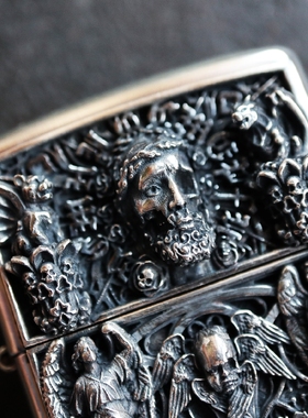 欧洲神话雕像纯银贴章zippo火机