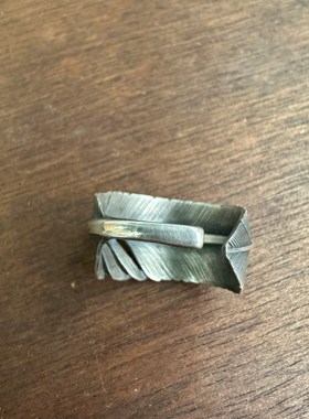 情侣纯银美式印第安羽毛戒指指环