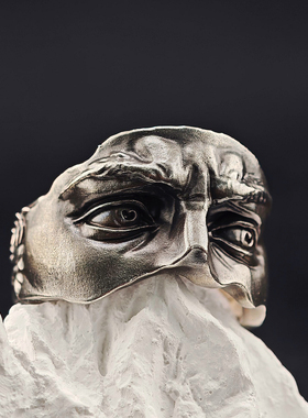 禁锢天使925个性款潮流磨砂戒指