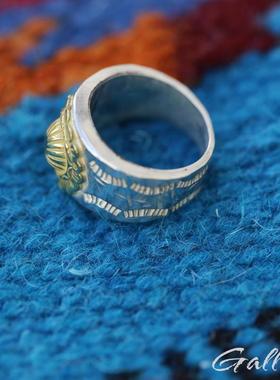 纯手工錾刻戒指铁头的店纯银情侣