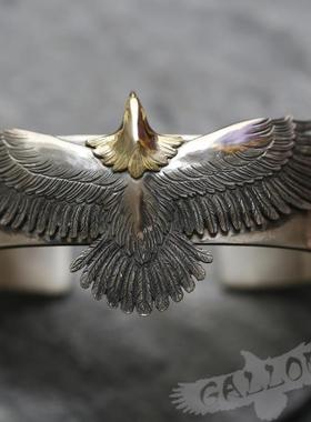 老鹰宽版手镯铁头的店纯银情侣