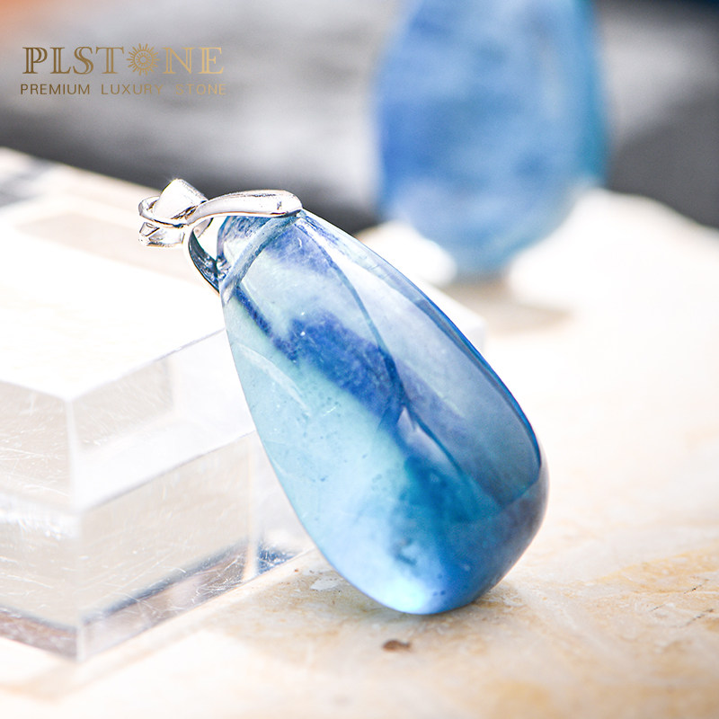 PLSTONE普琳丝天然水晶巴西冰种海蓝宝吊坠女配送925扣-可选18K扣,淘宝优惠券,粉丝福利购,淘宝优惠卷