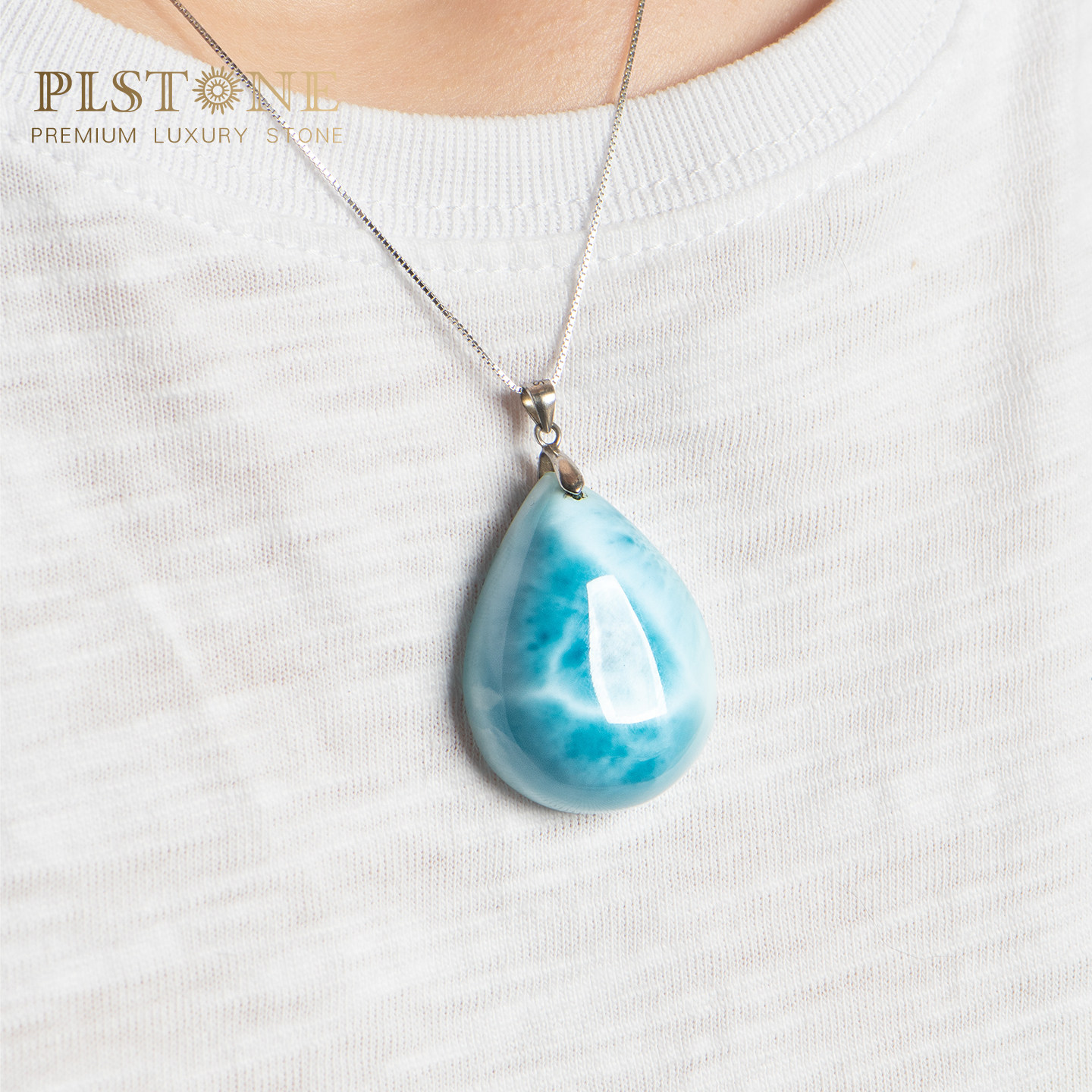 PLSTONE普琳丝天然冰种裸石玉化多米尼加海纹石吊坠女-可选18K扣,淘宝优惠券,粉丝福利购,淘宝优惠卷