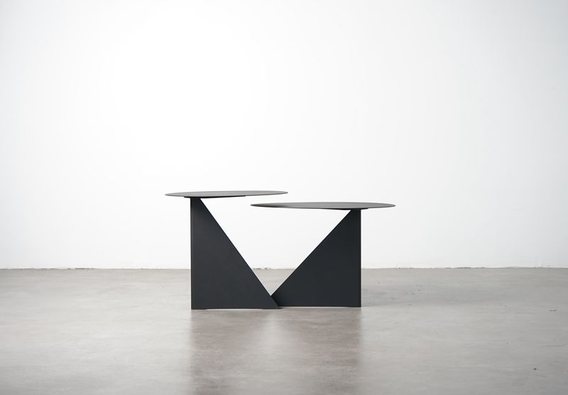 黑山原创极简设计茶几现代小桌子简约矮桌几何小圆桌金属角几边几 - 图1