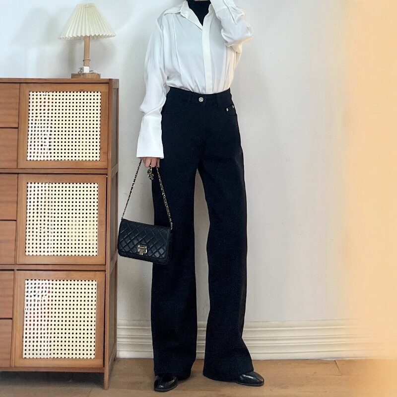 【清仓不退换】高个子加厚密密绒高腰直筒牛仔裤女显瘦保暖加长裤