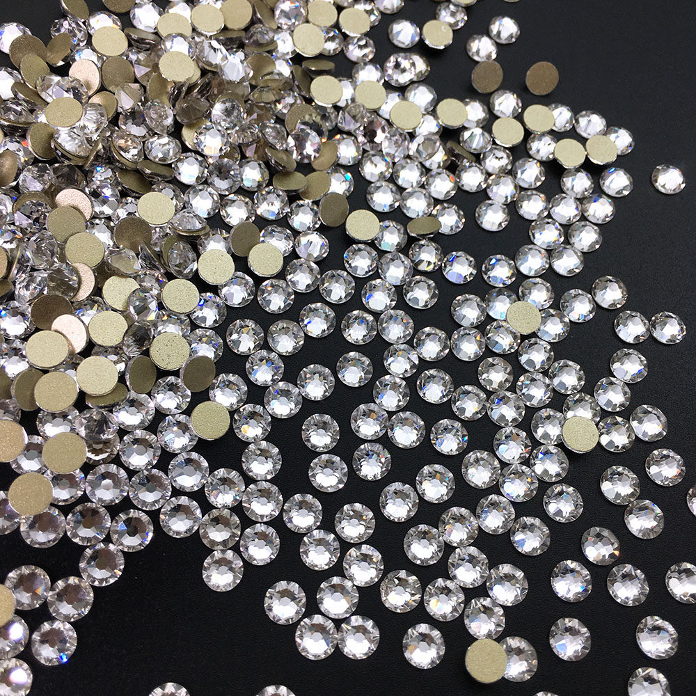 SS16平底圆形100颗金底4.0mm8大8小16切面太阳花切面特级精品钻饰 - 图2