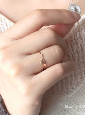 慢生活风玫瑰金色尾戒食指戒银饰
