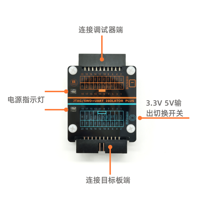 高压隔离仿真器转接板支持JLink/STLink/DAPlink的JTAG/SWD/串口-图0