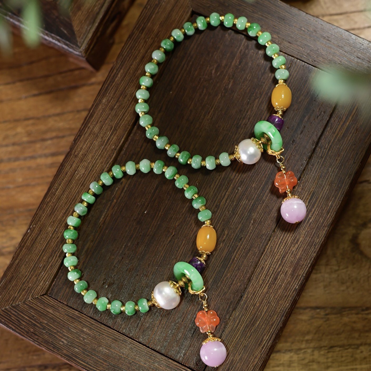 新中式天然飘花翡翠算盘珠手链女蜜蜡南红紫锂辉珍珠平安扣手串,淘宝优惠券,粉丝福利购,淘宝优惠卷