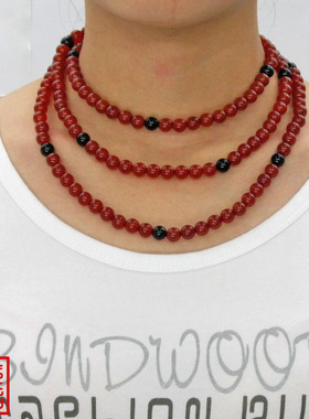 水晶玛瑙长款本命年民族风毛衣链