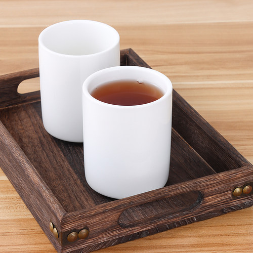 促销酒店客房宾馆镁质白瓷加厚陶瓷茶水杯漱口杯茶杯佳美直身杯 - 图0