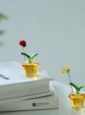 七隐原创手工豆芽和昆虫摆件