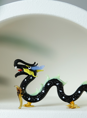 七隐玻璃摆件龙家居手工