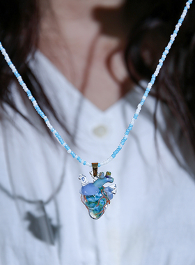 2024项链心脏吊坠琉璃女生