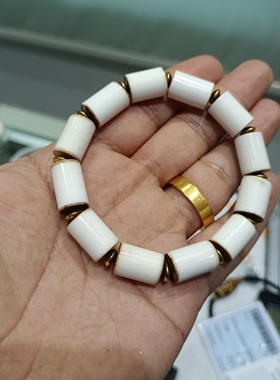 一物一拍精品老型桶珠老料白料镶蚀玛瑙天珠剁珠手串手链坤圣珠宝