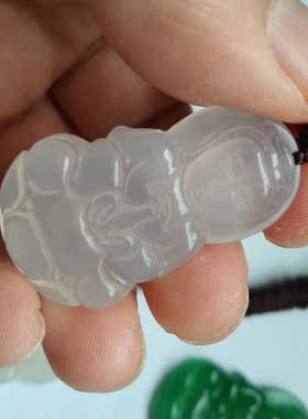 冰种金枝玉叶葫芦弥勒佛天然吊坠