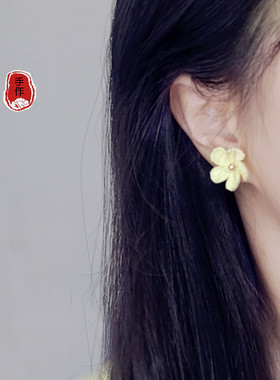 蕾丝线小清新手工编织甜美耳钉