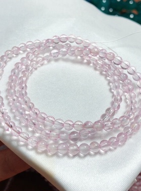 天然托帕石粉色宝石手链女三圈