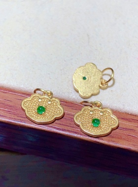 泓石斋 S925银一点绿复古如意滴流滴流吊坠女款吊坠项链挂饰