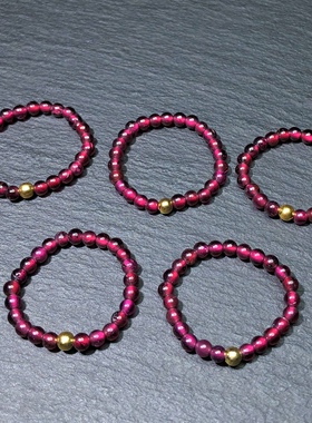 福利价 天然石榴石豆豆指环活口戒指戒圈 情侣小米珠首饰