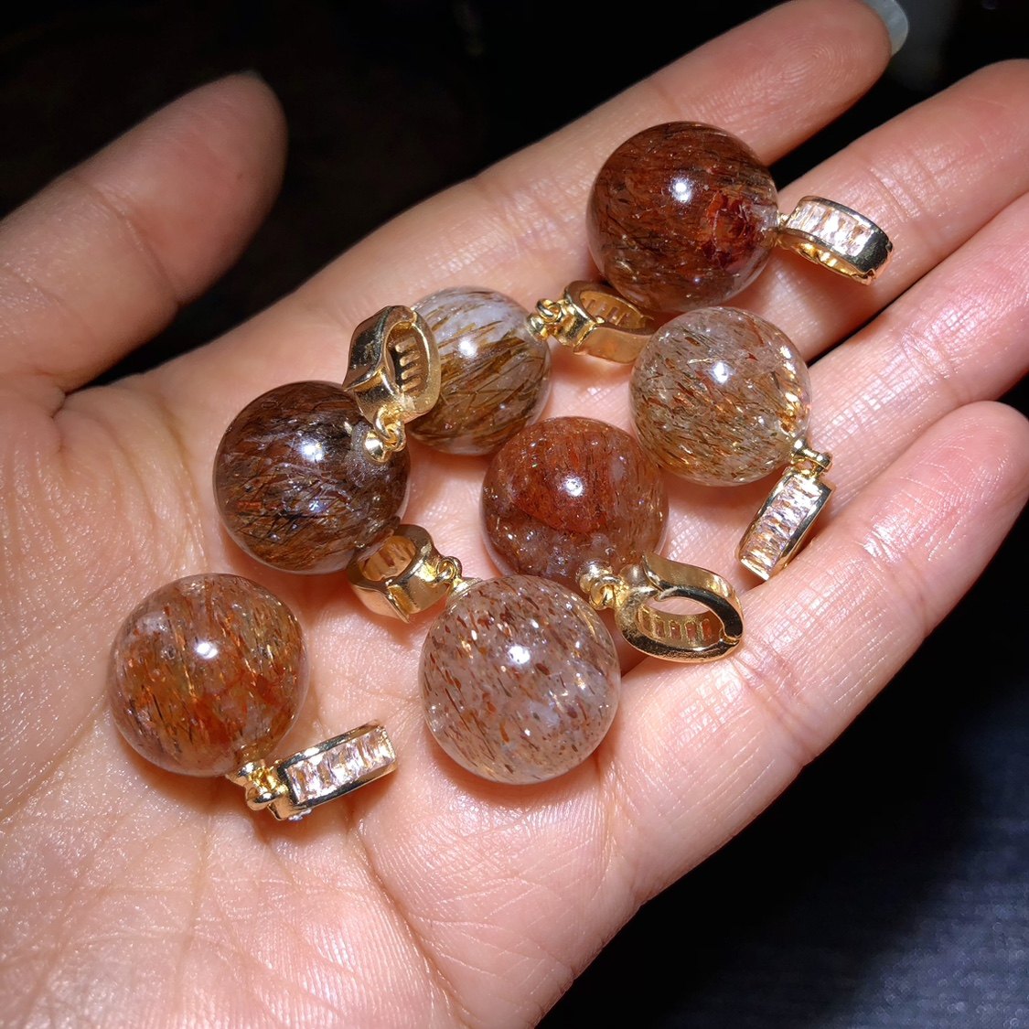 15A396 天然黑金超七水晶球转运珠吊坠骨干三轮圆珠挂件女16-17mm,淘宝优惠券,粉丝福利购,淘宝优惠卷