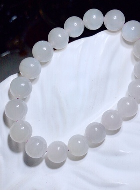V957 天然和田玉冰美人手链10mm单圈手串冰烟灰高冰首饰手串单圈