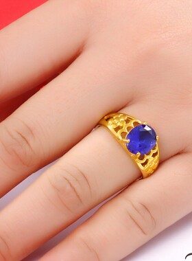 戒指2026新款爆款沙金戒指女款指环金色久不掉色开口仿真婚庆时尚