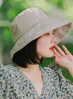 日系帽子女夏天uvcut大码蝴蝶结