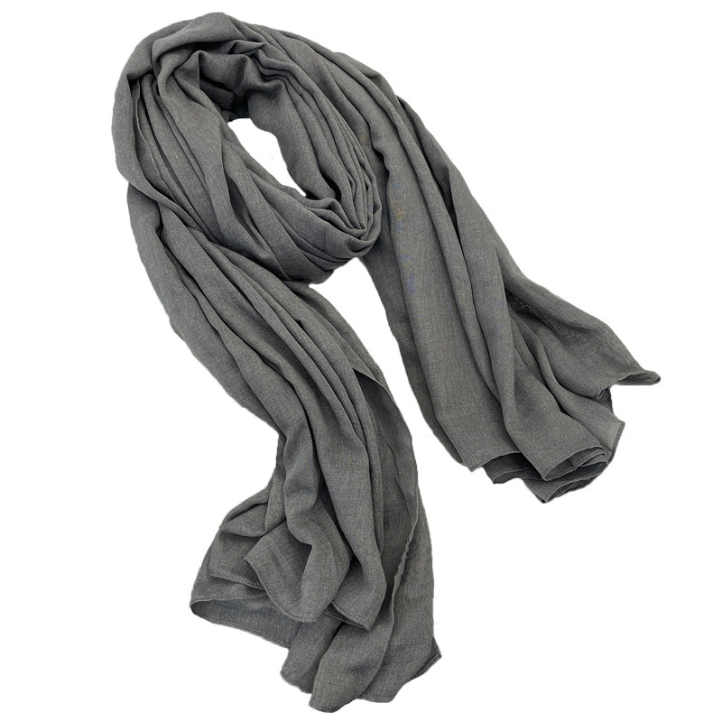 2025新款围巾女薄春秋超大韩版百搭纱巾护颈围脖纯色空调披肩灰色