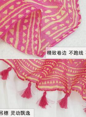 青海旅游披肩红色围巾女秋季薄款