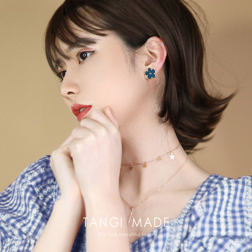 TANGI自制送你一朵小红花2020易烊千玺同款小花朵耳环女耳钉耳夹 - 图1