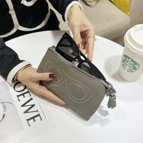 Портативные брендовые солнцезащитные очки на солнечной энергии, сумка для хранения подходит для мужчин и женщин, защитный чехол, из натуральной кожи