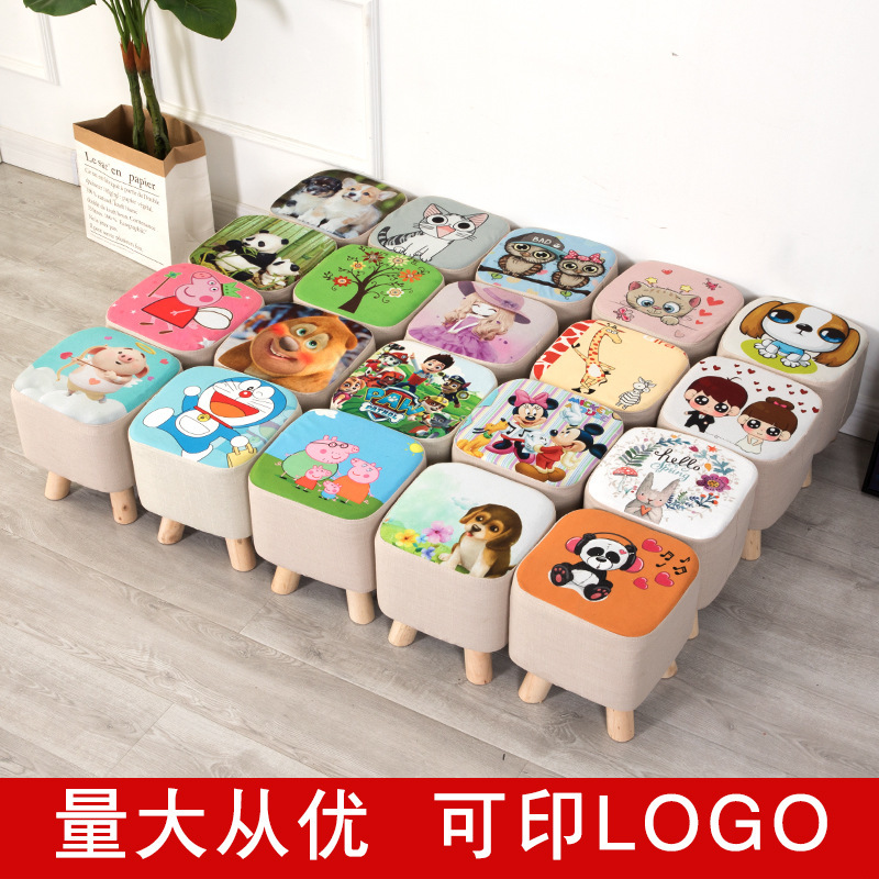 现货卡通布艺换鞋凳儿童卡通服装店换鞋小凳子儿童动物凳 - 图0
