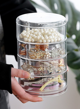 透明收纳盒可旋转首饰收纳盒多层公主in风手饰发夹小首饰盒