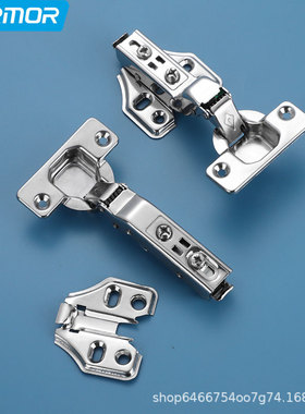 304不锈钢液压铰链橱柜门缓冲阻尼合页飞机静音2.0加厚烟斗门铰