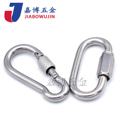 304不锈钢弹簧扣登山扣快挂扣高强度实心安全扣狗链扣M4M5M6-M12 - 图1